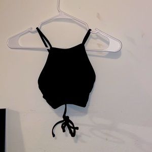 Plain black halter bikini top from aerie!